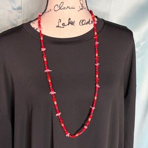Vintage Pink, Red, and Salmon Coral Necklace with Sterling Silver